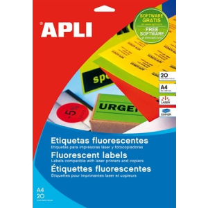 APLI Etikett, 60 mm kör, színes, APLI, neon sárga, 240 etikett/csomag