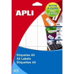 APLI Etikett, 21x74,6 mm, kerekített sarkú, A5 hordozón, APLI, 300 etikett/csomag