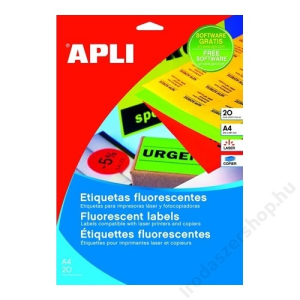 APLI Etikett, 99,1x67,7 mm, színes, kerekített sarkú, APLI, neon sárga, 160 etikett/csomag (LCA2874)