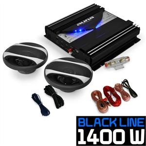 Electronic-Star Auna Autó HiFi szett "Black Line 200", erősítő, hangfalak, 1400 W