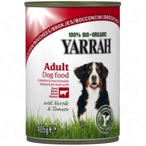 Yarrah Bio marha- és csirkefalatok paradicsommal & csalánnal - 6 x 405 g