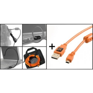 Tether Tools Starter Tethering Kit w/ USB 2.0 Mini-B 5 Pin Cable 15 ORG