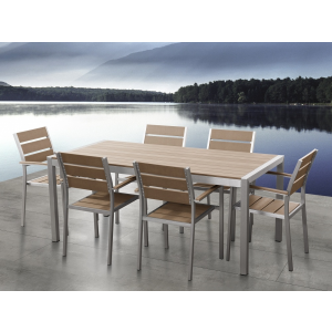 Beliani Alumínium kerti garnitúra - 180 cm-es asztal - 6 szék - Barna - Polywood - VERNIO