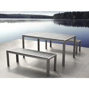 Beliani Alumínium kerti garnitúra - 180 cm-es asztal - 2 pad - Szürke - Polywood - NARDO