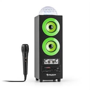 Auna DiscoStar Green, hordozható 2.1 bluetooth hangfal, USB, akkumulátor, LED, mikrofon