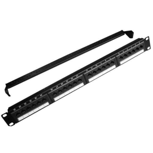 Gembird 19\'\' patch panel 24 port 1U cat.5e with rear cable management black
