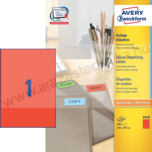 Avery 210 x 297mm piros univerzális címke / Avery 3470