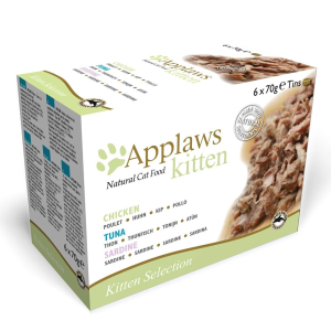 Applaws Kitten konzerv multipack 6 x 70 g - Vegyes csomag: szardínia, csirke, tonhal