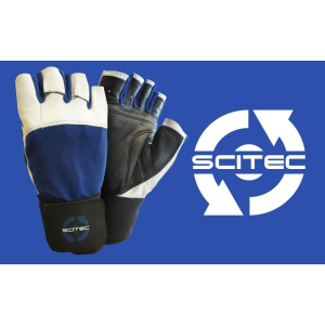 Scitec Nutrition Kesztyű Power Blue with wrist wrap férfi sötétkék S Scitec Nutrition
