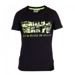 Gorilla Wear Sacramento V-Neck T-Shirt - Black/Neon Lime