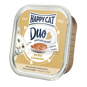  Happy Cat Duo pástétomos falatkák - Marha és nyúl 12 x 100 g
