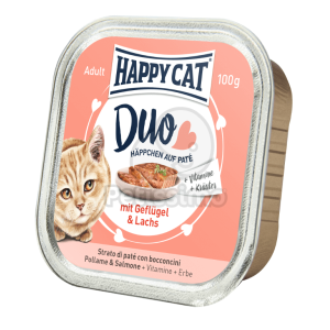  Happy Cat Duo pástétomos falatkák - Baromfi és lazac 12 x 100 g