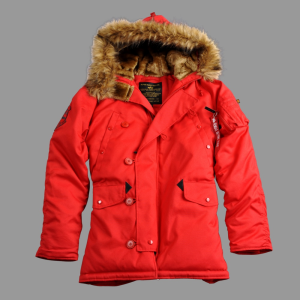 Alpha Industries Explorer női valódi szőrmével - speed red színű kabát