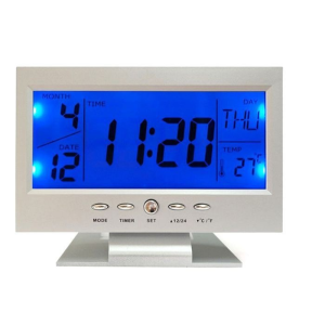  Hangvezérléses Digitális Led ébresztő Óra naptár, hőmérséklet, visszaszámláló - KK-8082