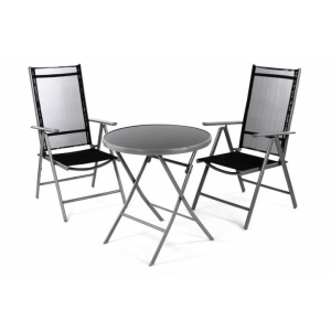 Garthen Kerti erkély készlet szék és asztal GARTH - fekete