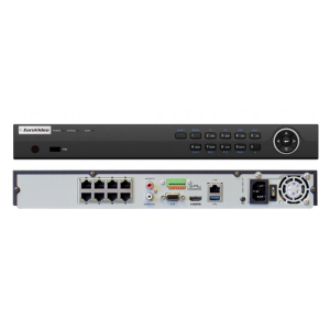 EuroVideo EVD-IP08/400A1FHPA 8 csatornás NVR, 400 fps/1080p, 8 PoE kimenet, 1 audio BE, 4/1 alarm I/O, 230 VAC