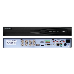 EuroVideo EVD-T08/200A4FH HD-TVI Hybrid DVR, 8 cs., 200 fps/1080p, 4 audio BE, 1 audio KI, VGA, HDMI,2x4 TB SATA HDD