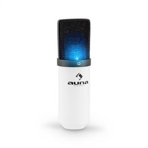 Auna auna MIC-900-WH LED, fehér, USB, kondenzátoros mikrofon, kardioid, stúdió, LED