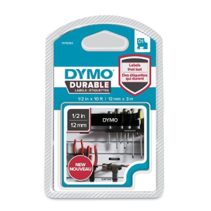 DYMO Feliratozógép szalag, 12 mm x 3 m, tartós, DYMO D1 , fekete-fehér