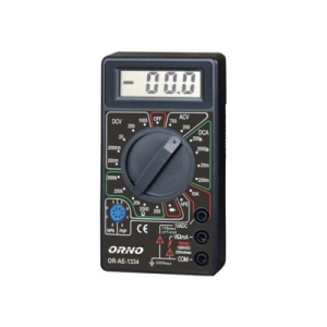 ORNO ORAE1334 Multiméter, AC/DC fesztültség mérés, DC áramerősség mérés, ellenállás mérés, áram frekvencia mérés, tranzisztor hFE mérés, dióda teszter, 9V