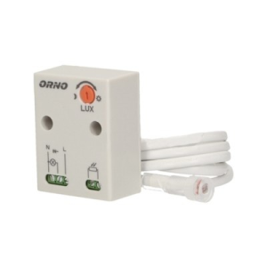 ORNO ORCR233 alkonykapcsoló, beállítható érzékenység 2-100 lux, ?15 mm érzékelő 1m csatlakozókábellel, tápfeszültség ~230V/50Hz, max. terhelés 3000W, IP65
