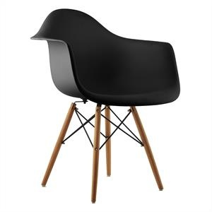 oneConcept Bellagio, fekete, kagylóüléses szék, 2 darabos készlet, retro, PP ülőke, nyírfa