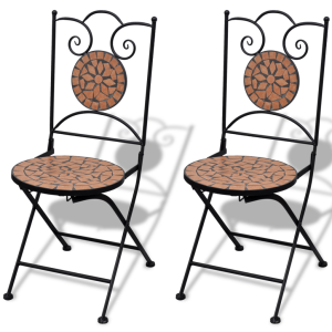  2 db mozaik bisztró kerti szék készlet terrakotta