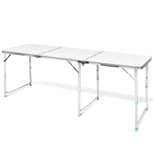  Összecsukható Állítható Kemping Alumínium Asztal 180 x 60 cm