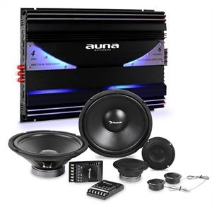 Auna CS Comp 12, HiFi összeállítás autóba, hangfalak teljes készlete/hatcsatornás végerősítő, 570 W RMS