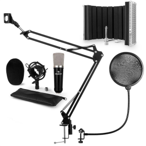 Auna CMO003 V5, fekete, mikrofon készlet, kondenzátoros mikrofon, mikrofonkar, XLR