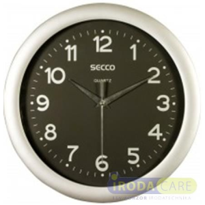 Secco Falióra, 30 cm, fekete számlap,SECCO "Sweep Second", ezüst keret