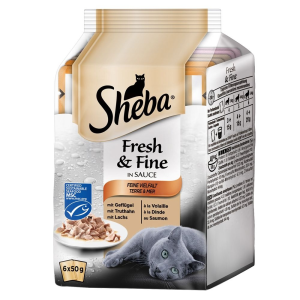Sheba 6 x 50 g Sheba Fresh &amp; Fine multipack - halvariáció zöldséggel