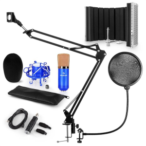 Auna CM001BG mikrofon készlet V5, kondenzátoros mikrofon, USB-adapter, mikrofonkar, pop szűrő, panel