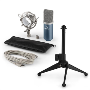 Auna MIC-900BL V1 USB mikrofon szett, kék kondenzátor mikrofon | asztali állvány