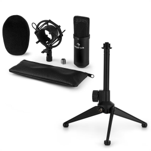 Electronic-Star auna CM00B mikrofon készlet V1 - fekete stúdió mikrofon pókkal és asztali állvánnyal