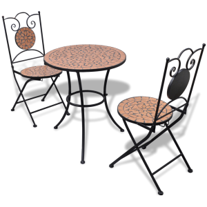 vidaXL Mozaik bisztró asztal 60 cm 2 székkel / kerti bútor terrakotta