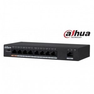 Dahua PFS3009-8ET-96 PoE switch, 1x 10/100 (HighPoE/PoE+/PoE) + 7x 10/100(PoE+/PoE) + 1x 10/100 uplink, 96W, 51VDC