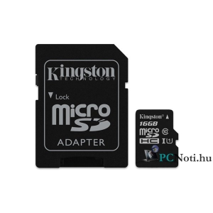 Kingston 16GB SD micro Canvas Select 80R (SDHC Class 10 UHS-I) (SDCS/16GB) memória kártya adapterrel