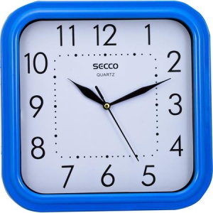 Secco Falióra, négyzet alakú, 25,5x25,5cm, kék keretes, SECCO "Sweep second"
