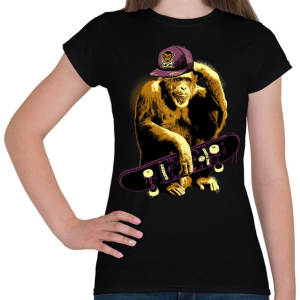PRINTFASHION Deszkás majom - Női póló - Fekete