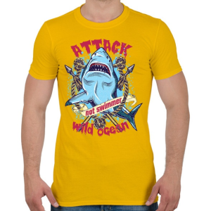 PRINTFASHION Cápatámadás - Férfi póló - Sárga