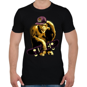 PRINTFASHION Deszkás majom - Férfi póló - Fekete