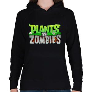 PRINTFASHION Plants vs. Zombies - Női kapucnis pulóver - Fekete