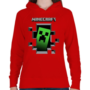 PRINTFASHION Minecraft - Női kapucnis pulóver - Piros