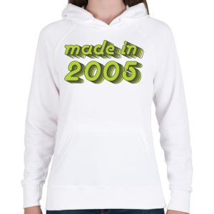 PRINTFASHION made-in-2005-green-grey - Női kapucnis pulóver - Fehér