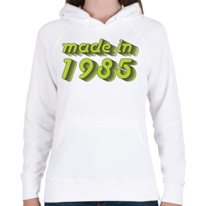 PRINTFASHION made-in-1985-green-grey - Női kapucnis pulóver - Fehér