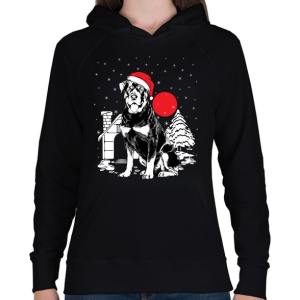 PRINTFASHION Rottweiler Karácsony - Női kapucnis pulóver - Fekete