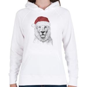 PRINTFASHION Santa lion - Női kapucnis pulóver - Fehér