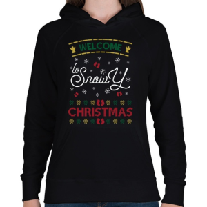 PRINTFASHION Fehér karácsony - Női kapucnis pulóver - Fekete