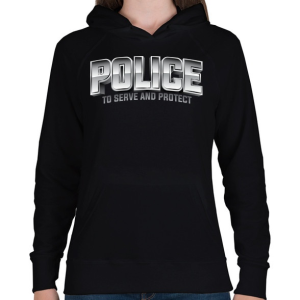 PRINTFASHION Police felirat - Női kapucnis pulóver - Fekete